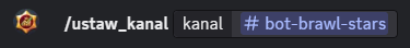 Wpisywanie komendy /ustaw_kanal na Discordzie