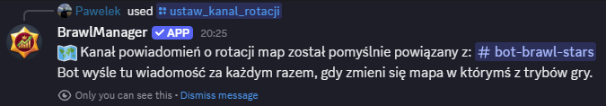 Wynik komendy /ustaw_kanal_rotacji na Discordzie